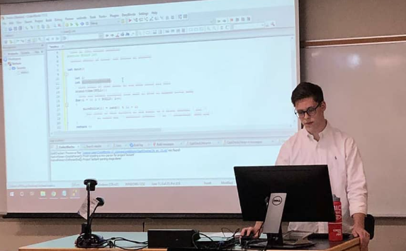 Jacob leading a coding session